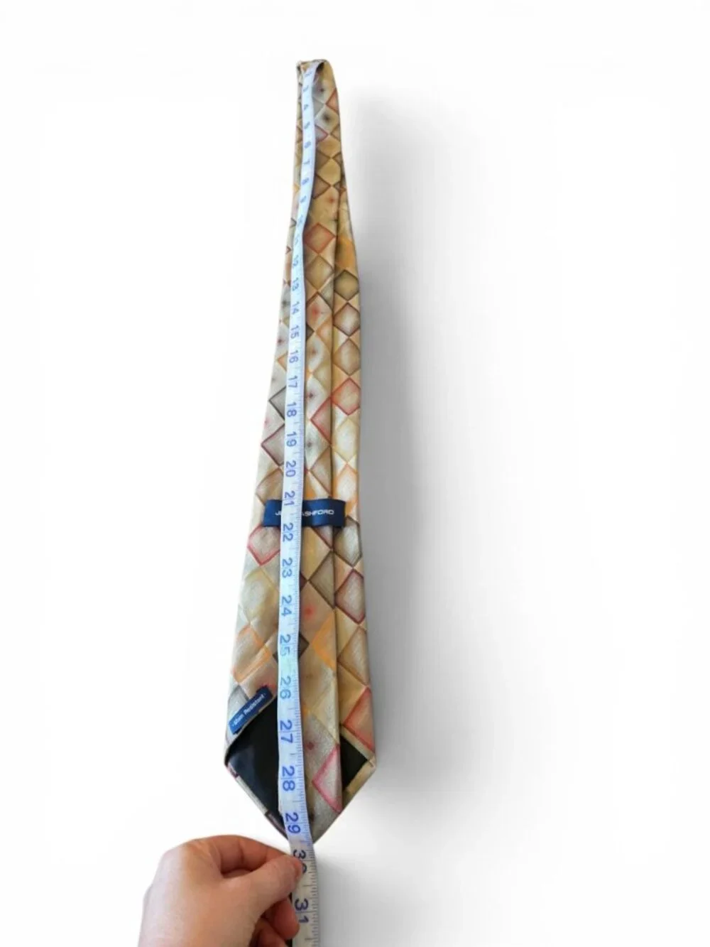 John Ashford Men’s Geometric Diamond Necktie Stain Resistant Multicolor Silk